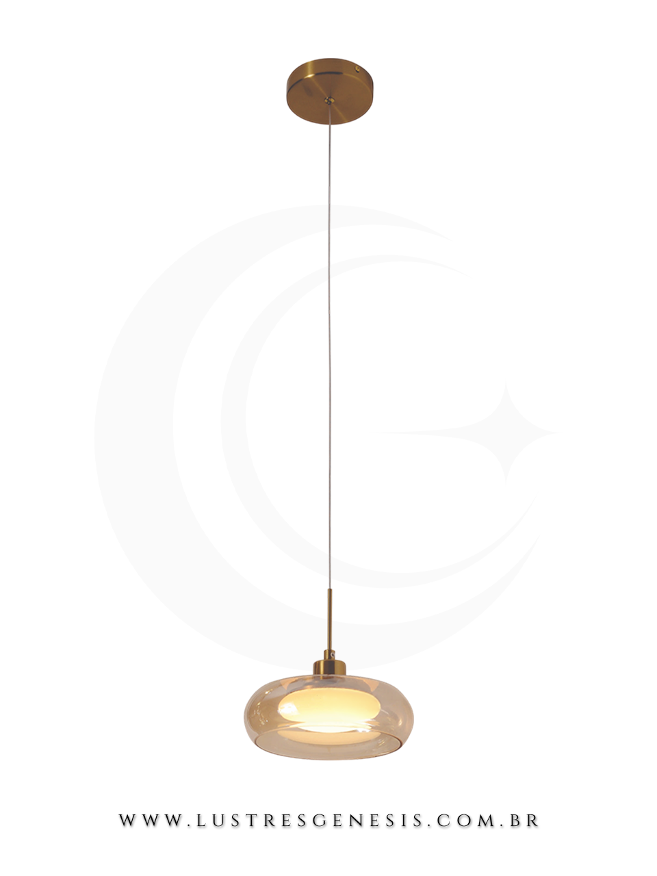 Pendente LED Vidro Moderno Sindora DCD02981 Bronze Amber Bivolt 5W 3000K Ø20cm, Bancada Area Gourmet, Lavabo, Cabeceira de Cama